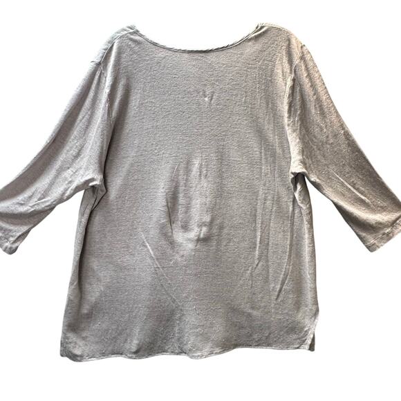 J. Jill Love Linen V Neck Micro-Pleat Tunic Lagonlook Oversize Top Women Gray - Picture 5 of 8